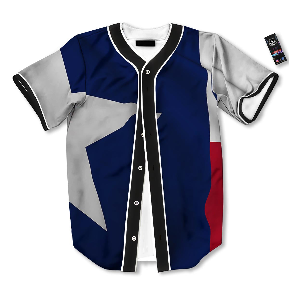 Texas Flag Print Baseball Jersey-grizzshop