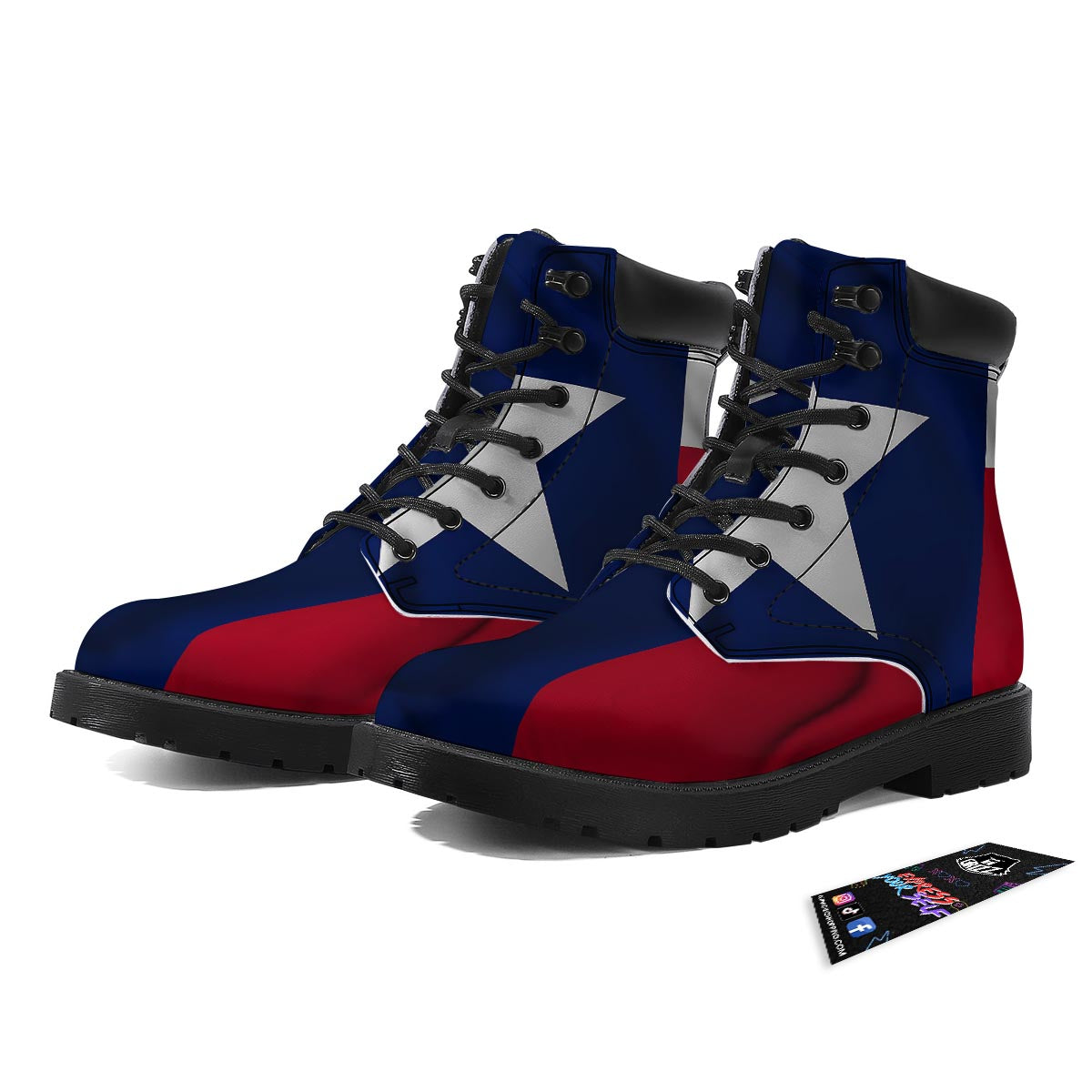 Texas Flag Print Boots-grizzshop