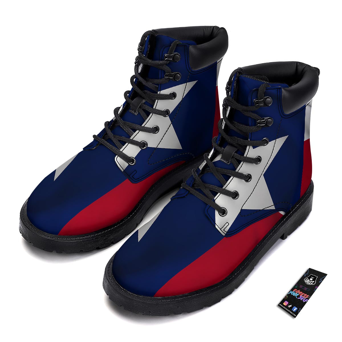 Texas Flag Print Boots-grizzshop