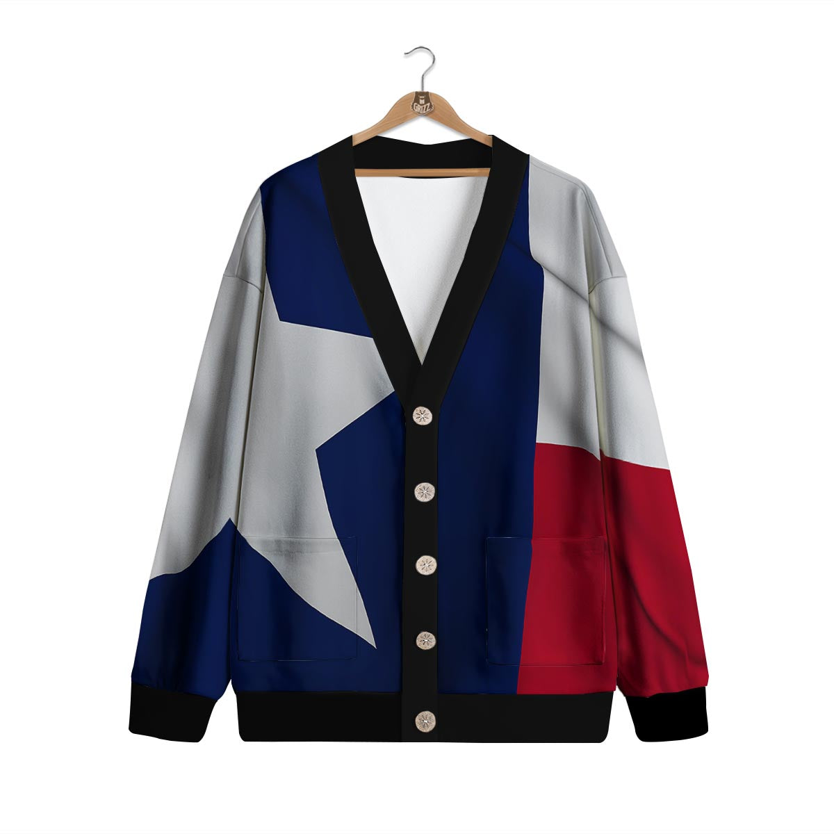 Texas Flag Print Cardigan-grizzshop