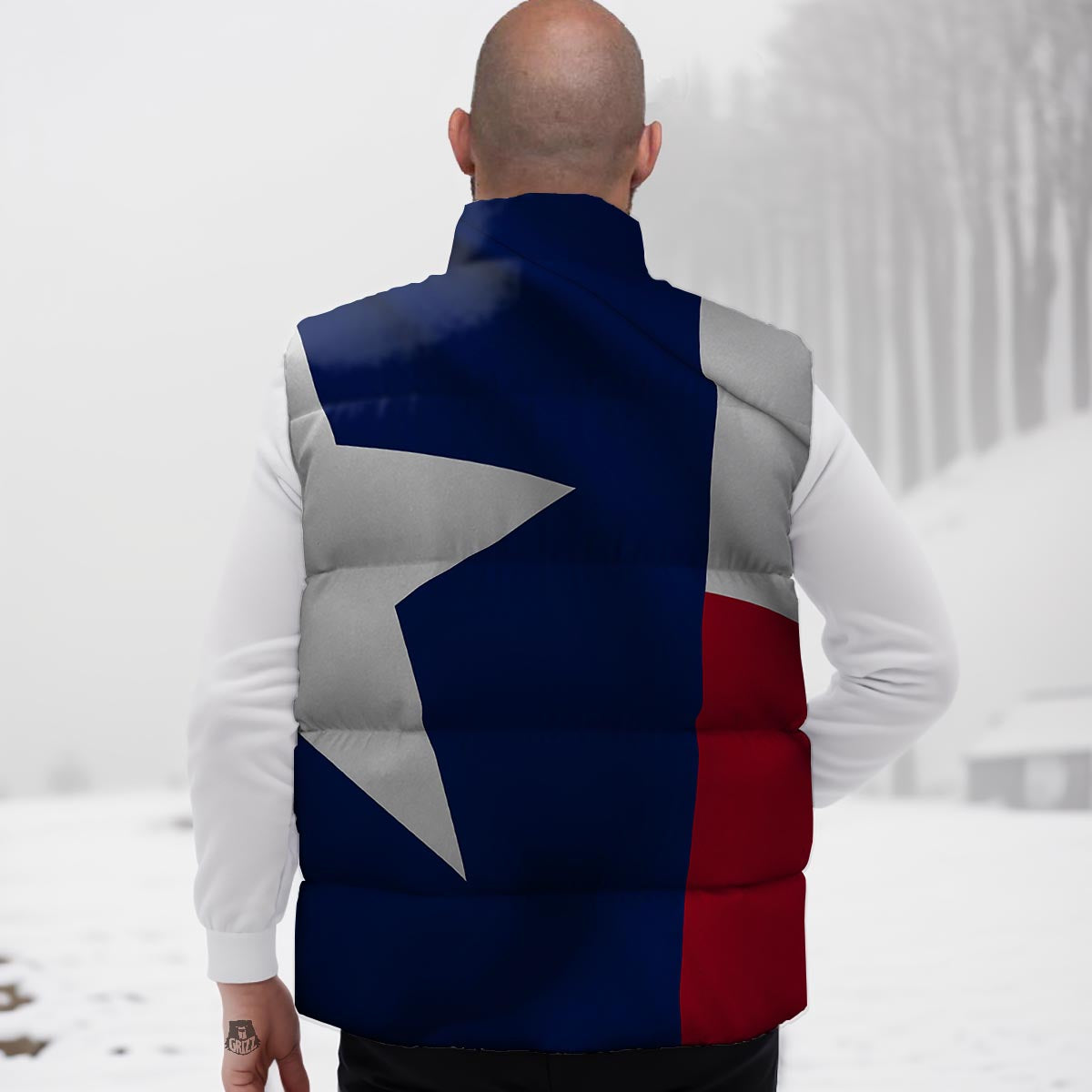 Texas Flag Print Down Vest-grizzshop