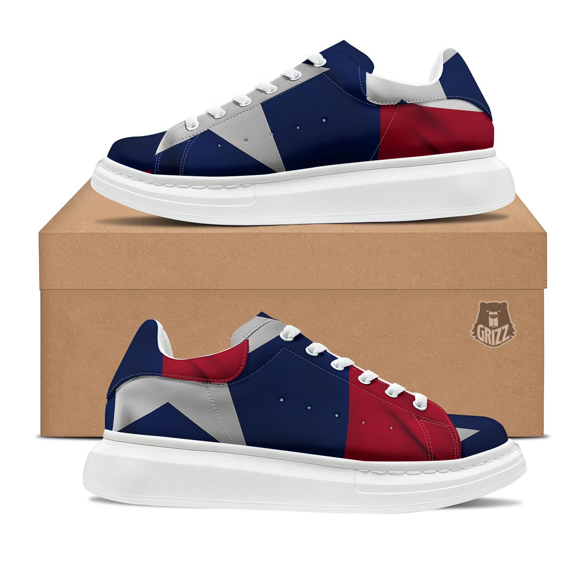 Texas Flag Print Platform Shoes-grizzshop