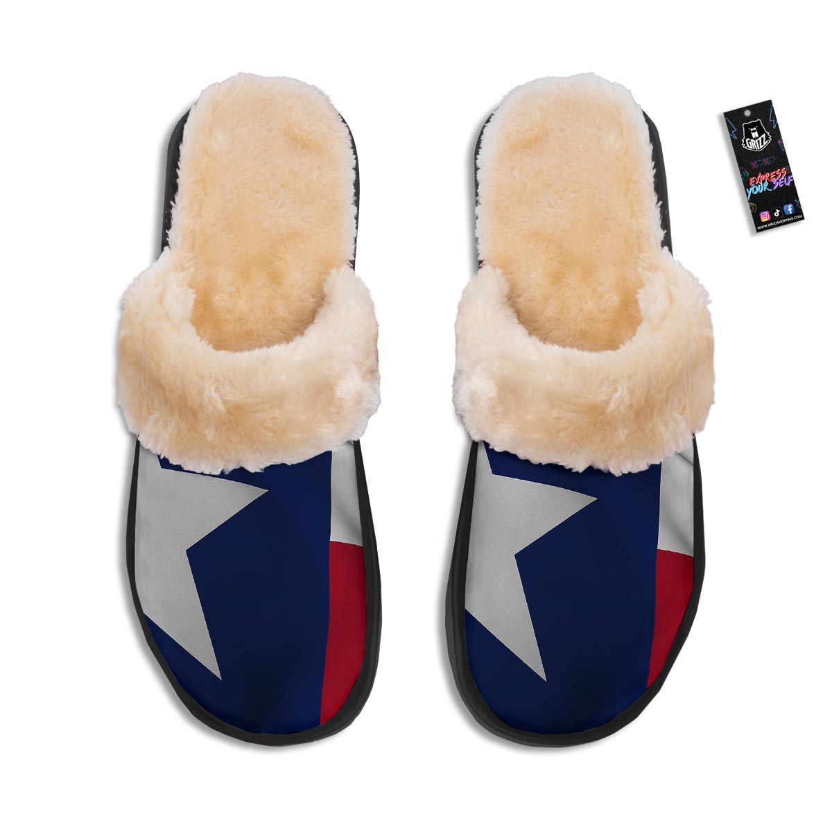 Texas Flag Print Slippers-grizzshop
