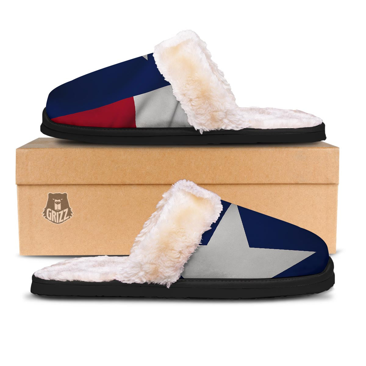 Texas Flag Print Slippers-grizzshop