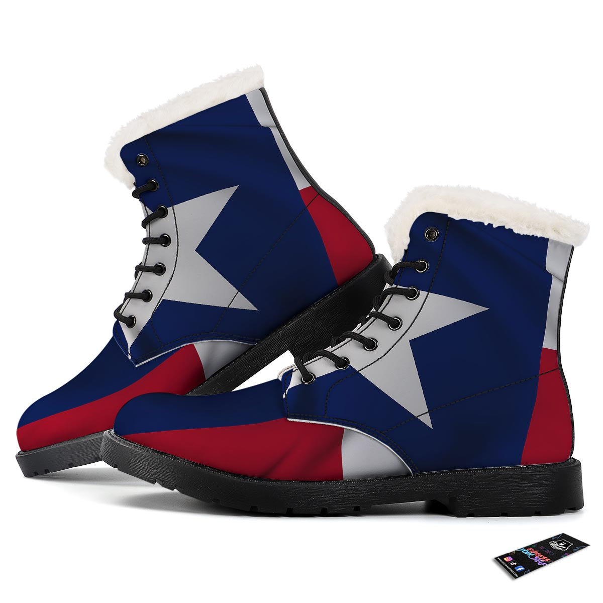 Texas Flag Print Winter Boots-grizzshop