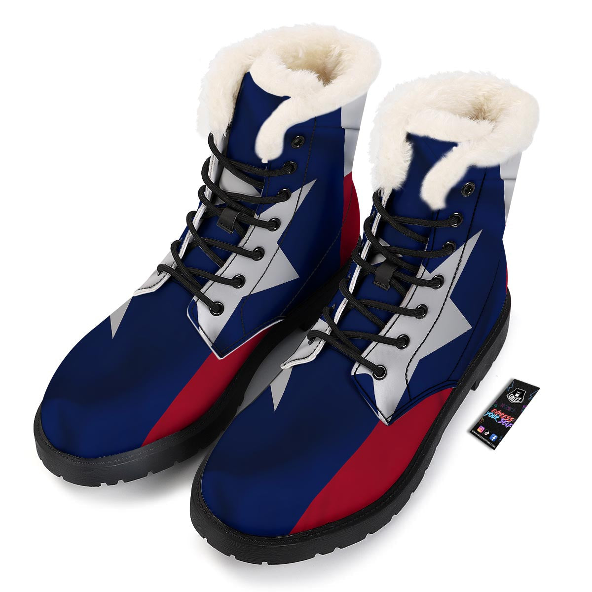 Texas Flag Print Winter Boots-grizzshop