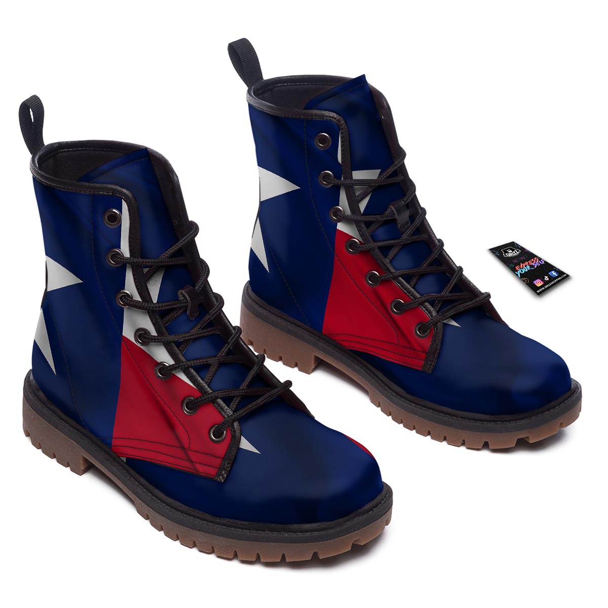 Texas Flag Print Work Boots-grizzshop