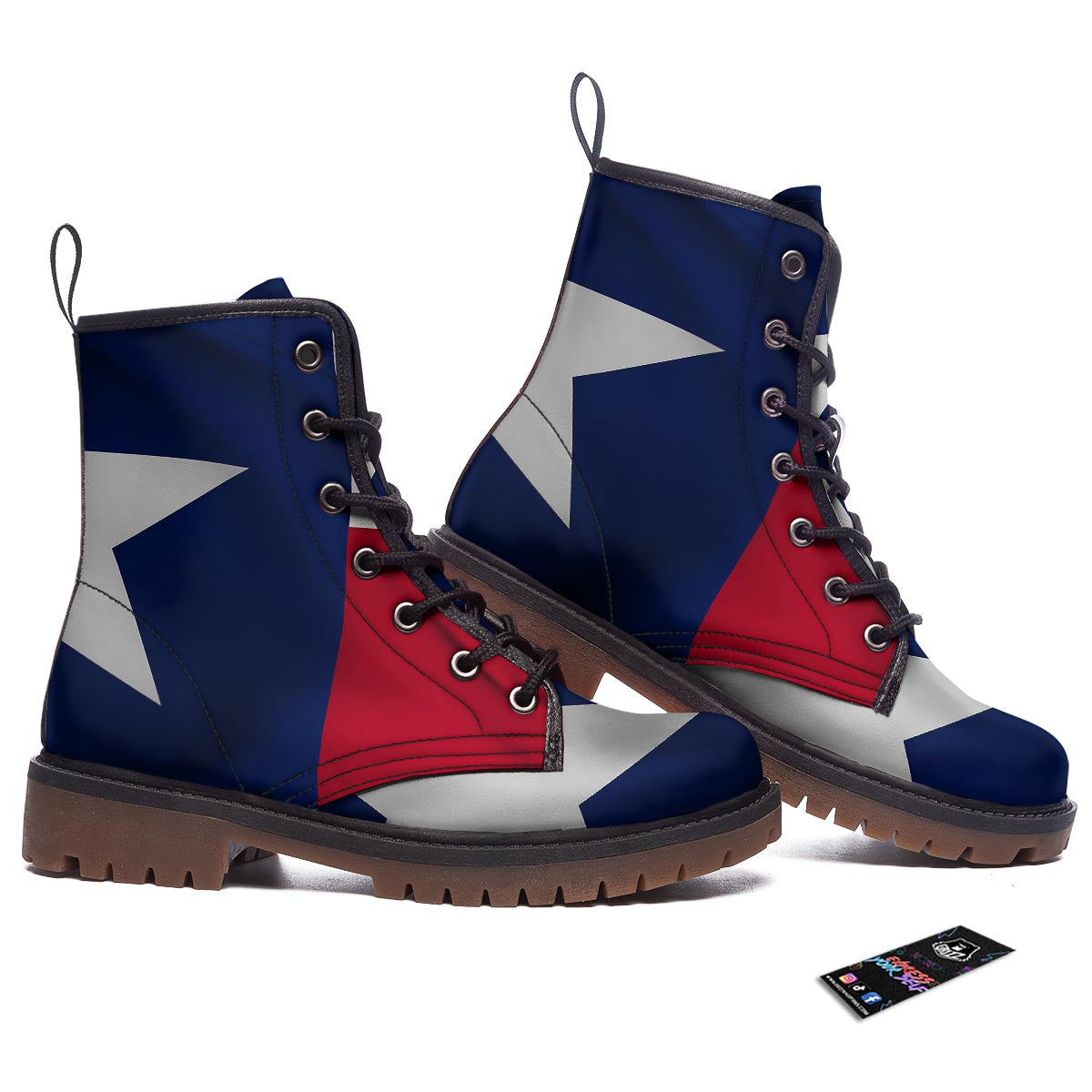 Texas Flag Print Work Boots-grizzshop