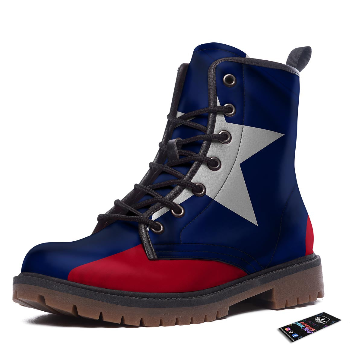 Texas Flag Print Work Boots-grizzshop