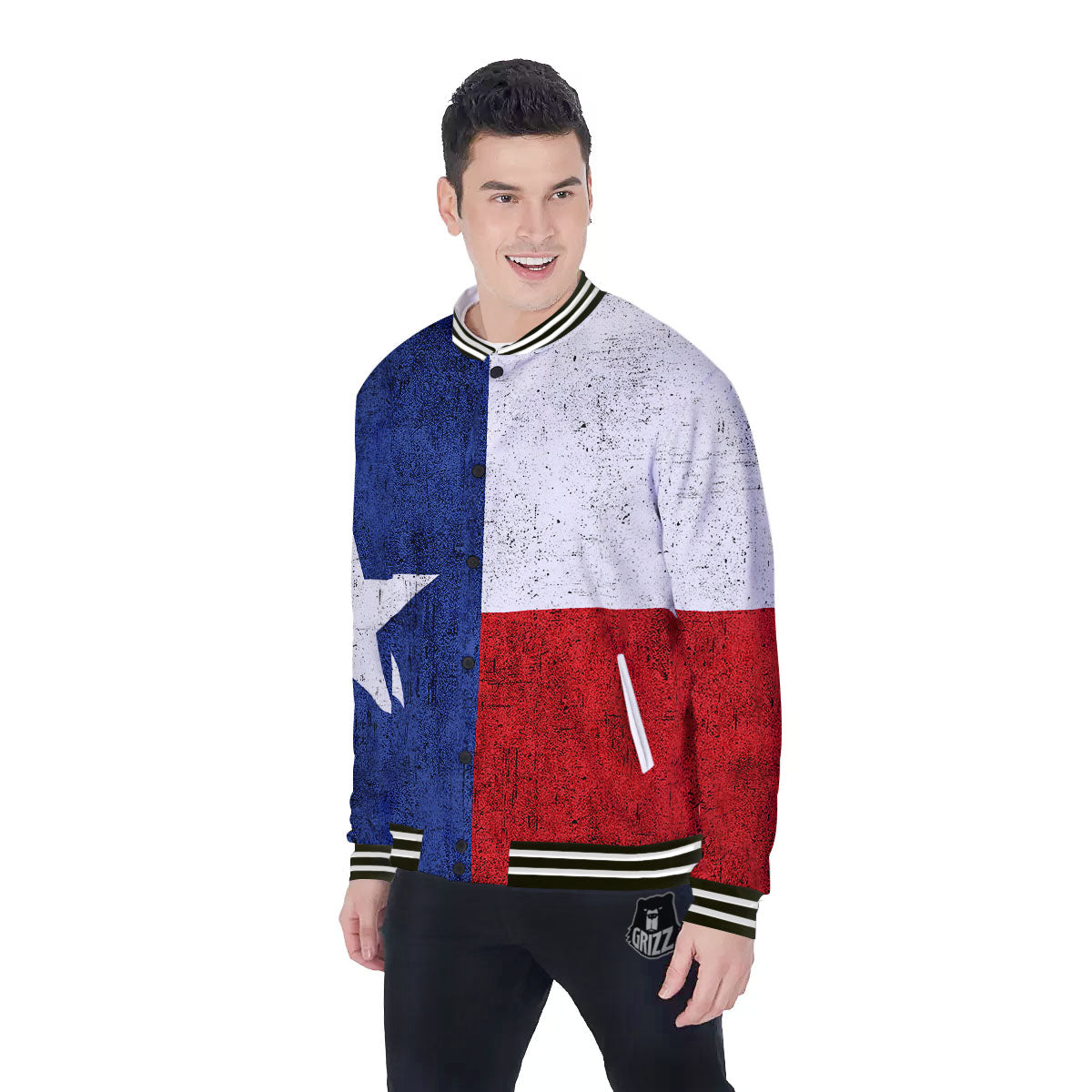 Texas Flag Vintage Print Baseball Jacket-grizzshop
