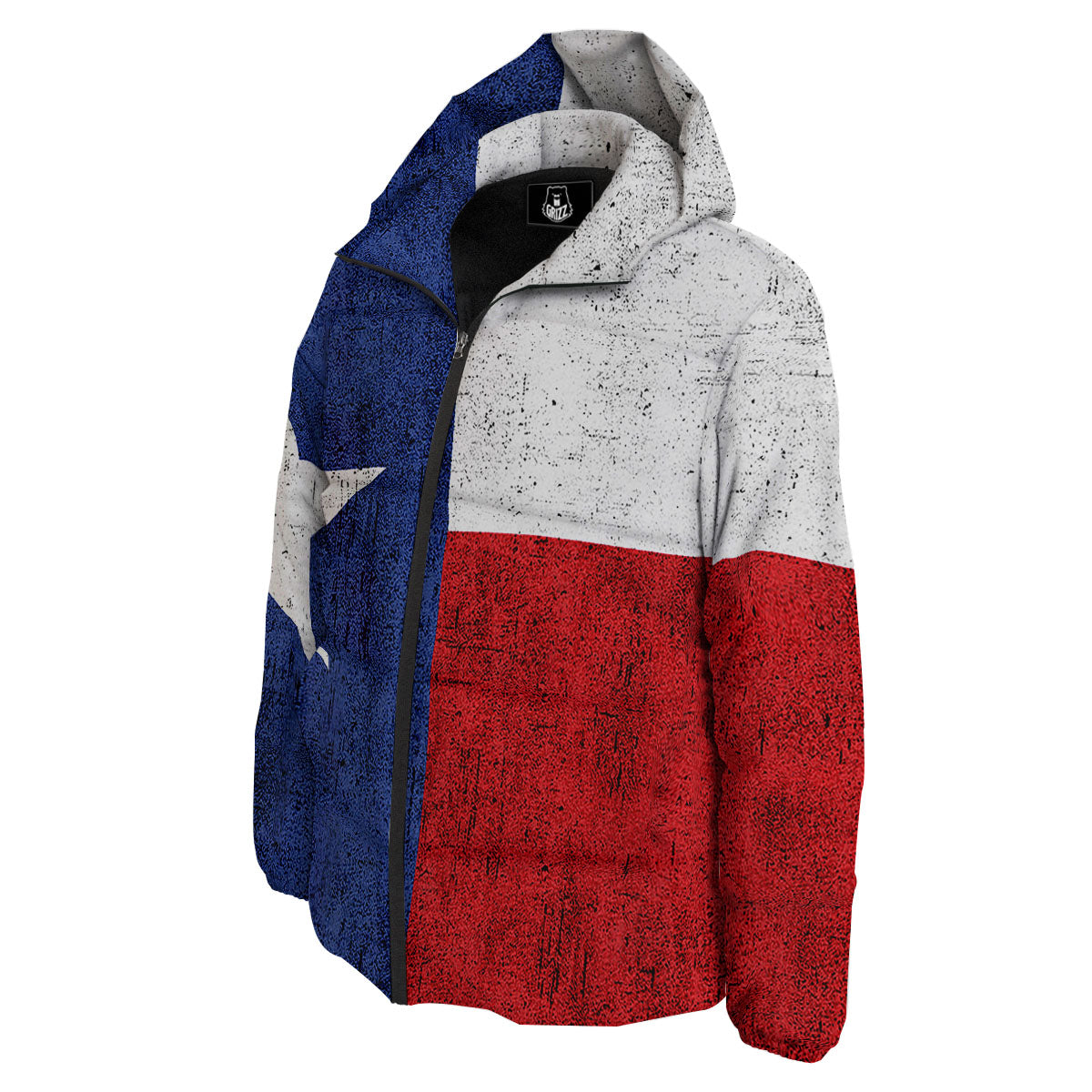Texas Flag Vintage Print Down Jacket-grizzshop