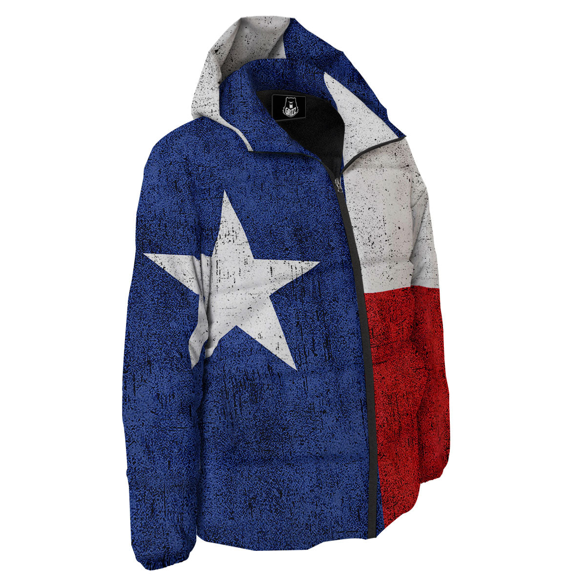 Texas Flag Vintage Print Down Jacket-grizzshop