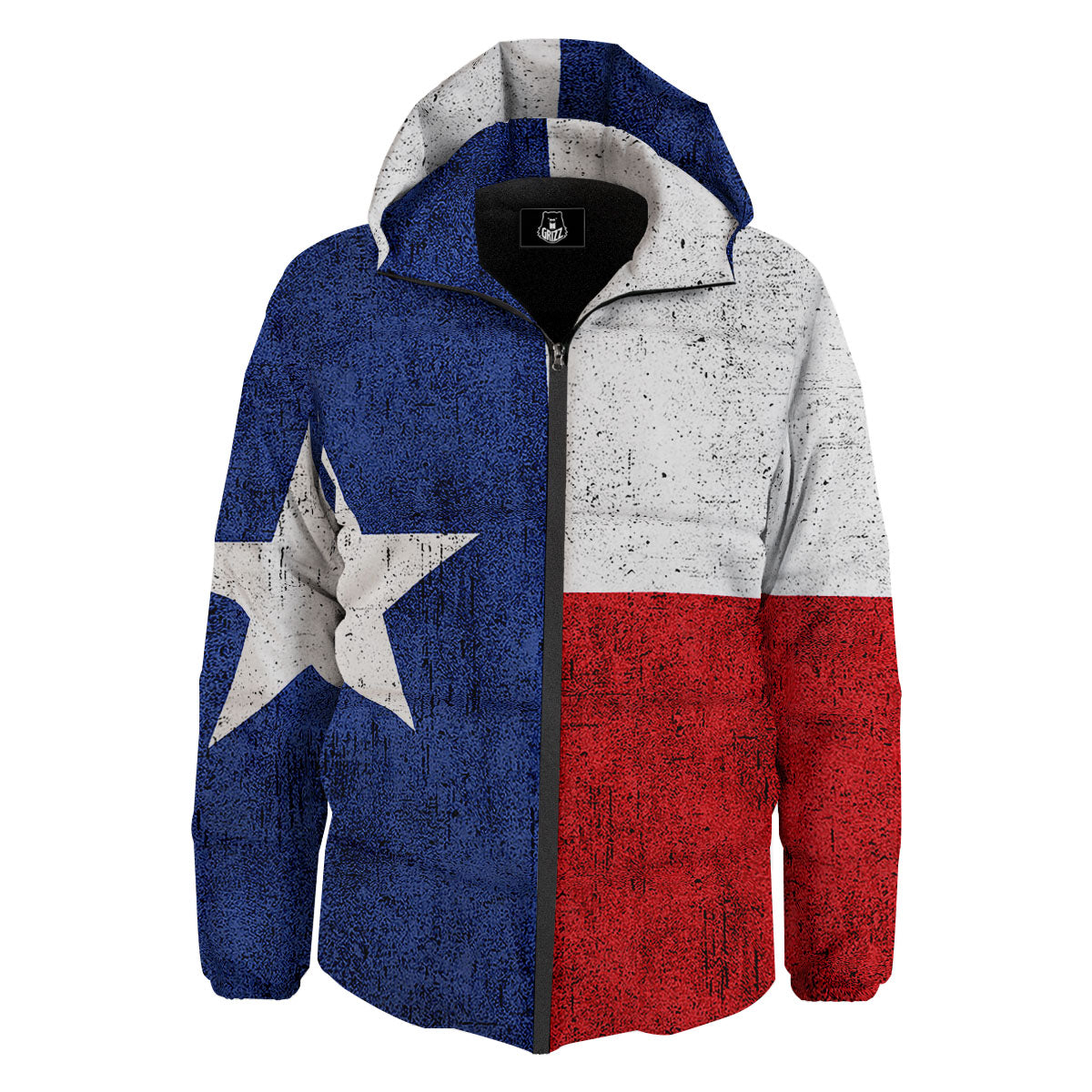 Texas Flag Vintage Print Down Jacket-grizzshop