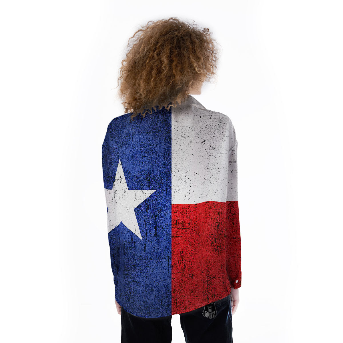 Texas Flag Vintage Print Women's Long Sleeve Shirts-grizzshop