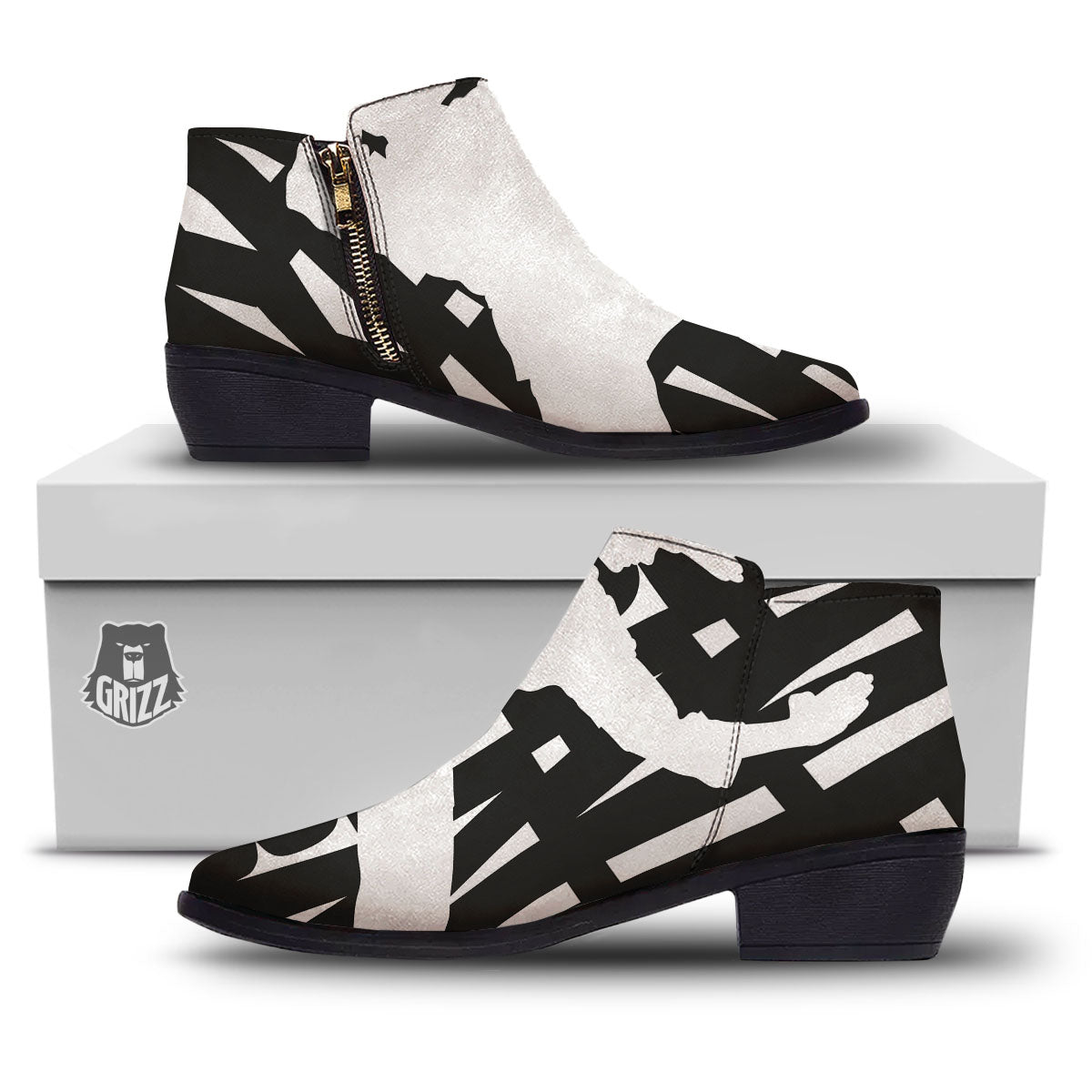 Text Karate Print Ankle Boots-grizzshop