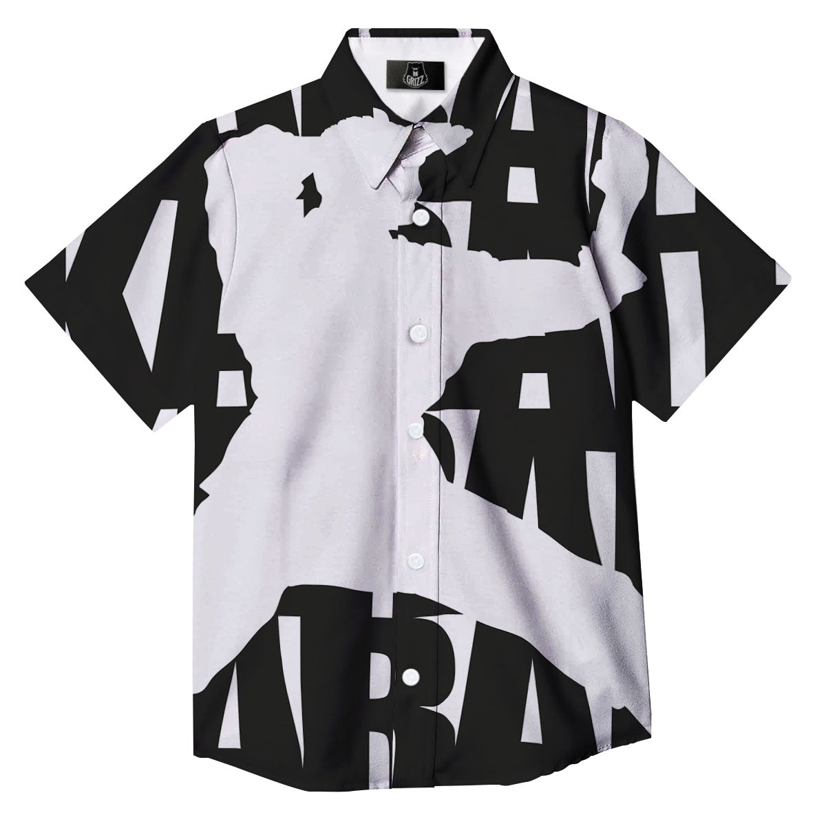 Text Karate Print Button Up Shirt-grizzshop