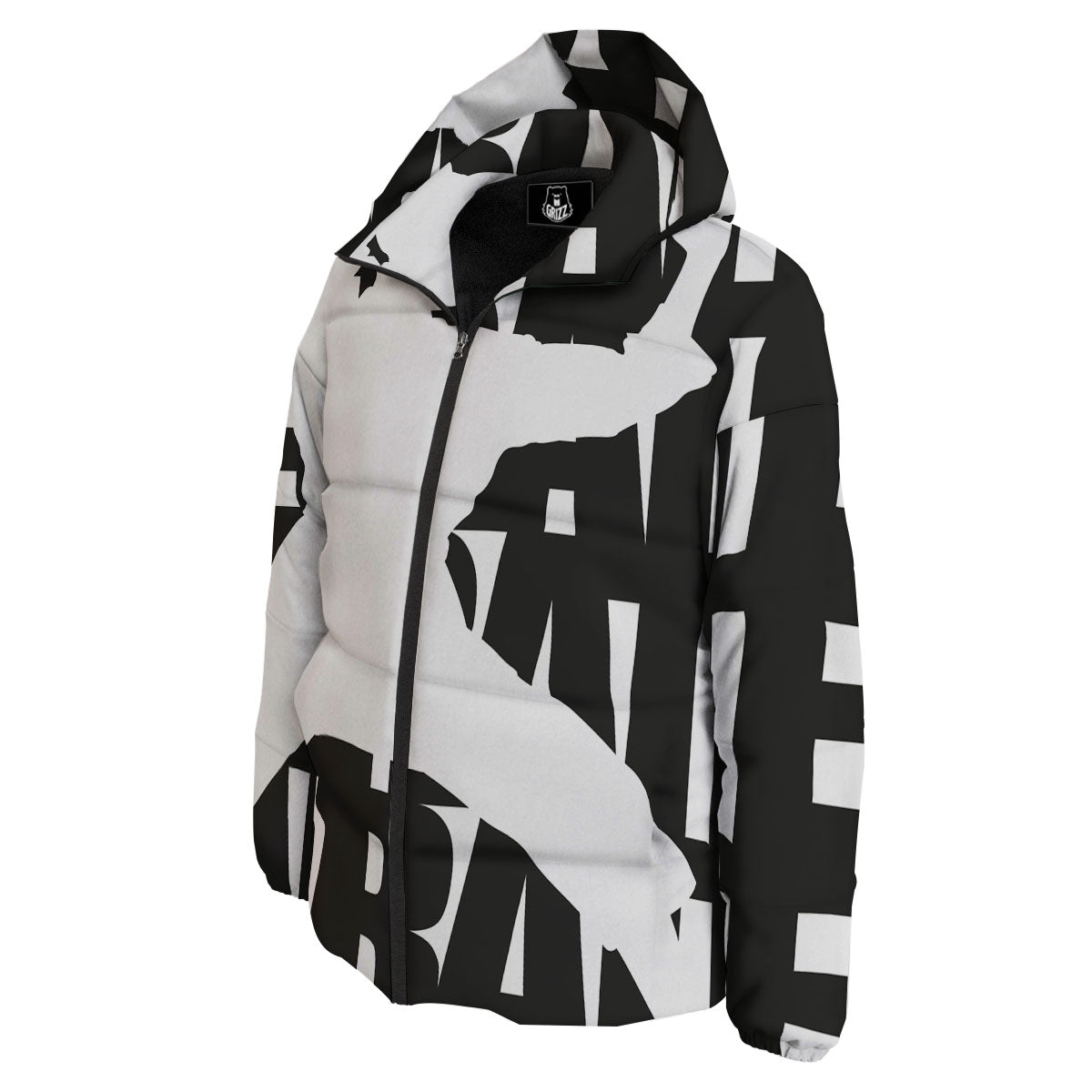 Text Karate Print Down Jacket-grizzshop