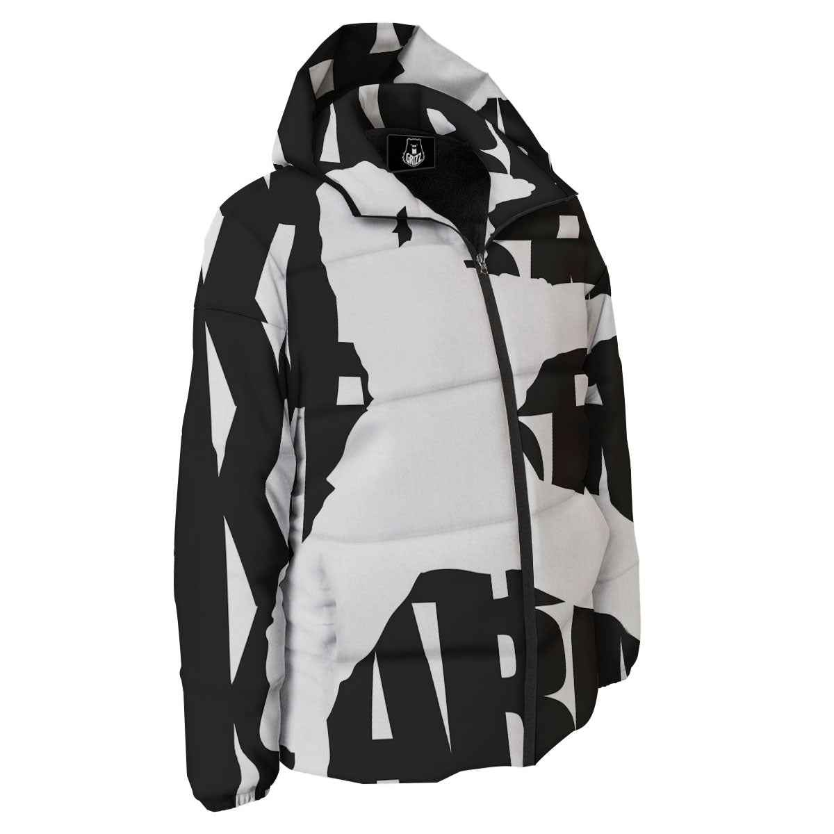 Text Karate Print Down Jacket-grizzshop