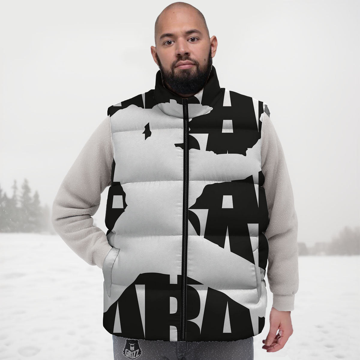 Text Karate Print Down Vest