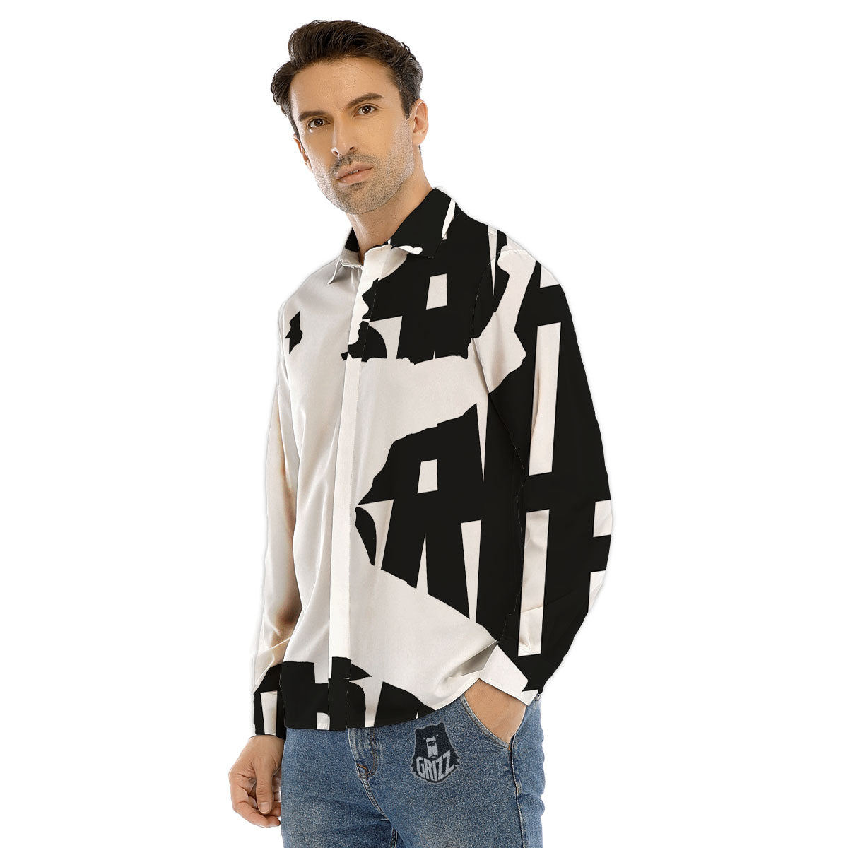 Text Karate Print Men's Dress Shirts-grizzshop