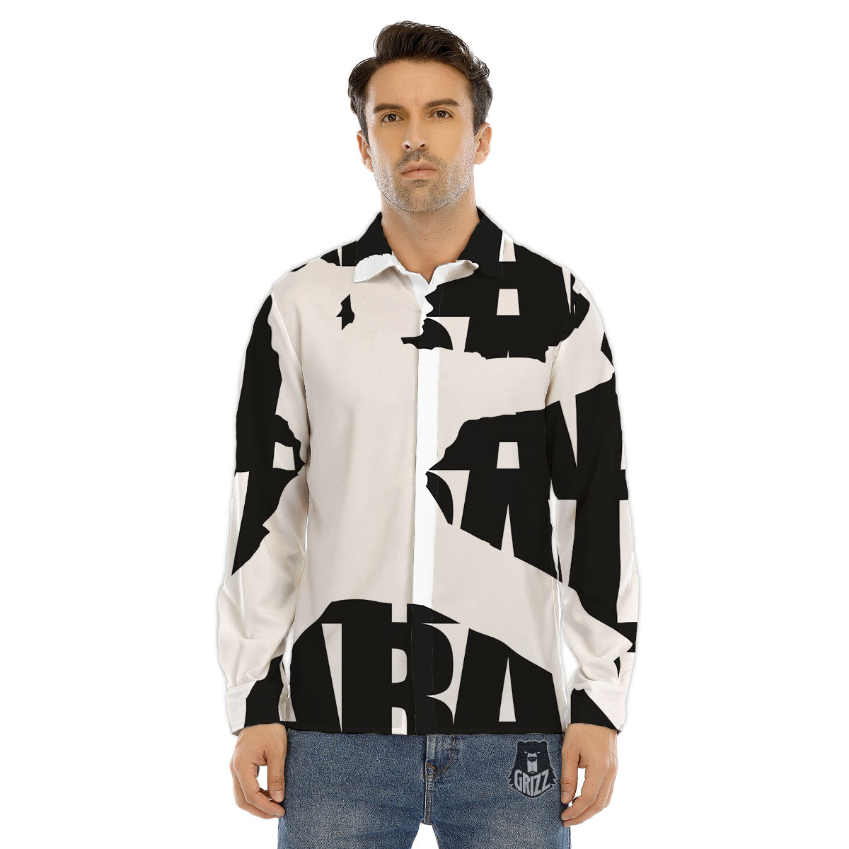 Text Karate Print Men's Dress Shirts-grizzshop