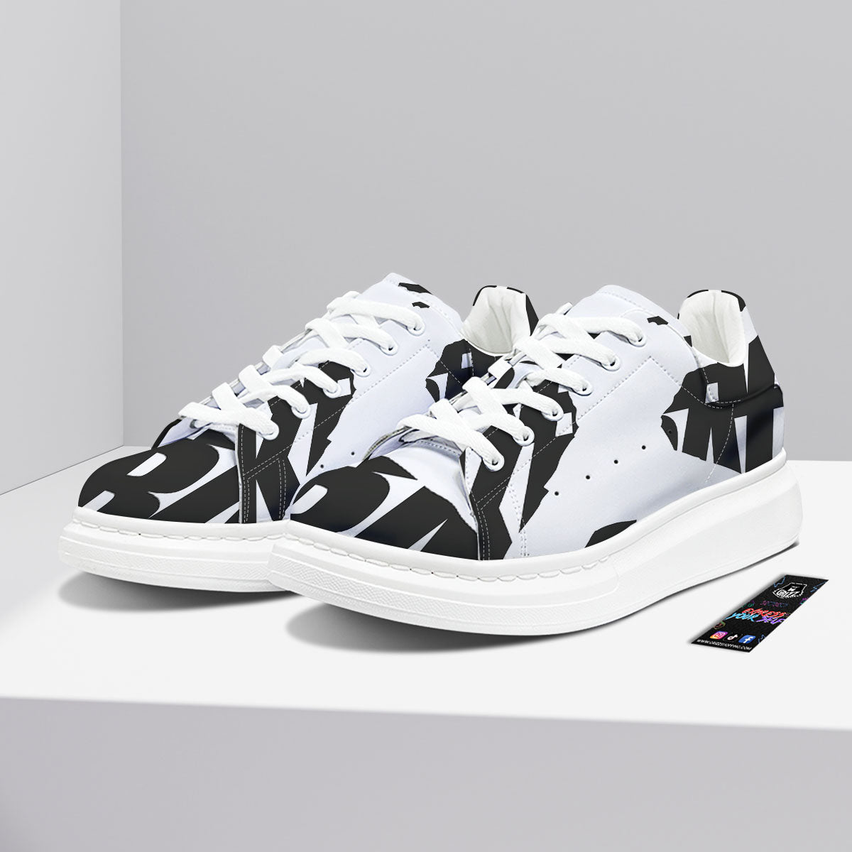 Text Karate Print Platform Shoes-grizzshop