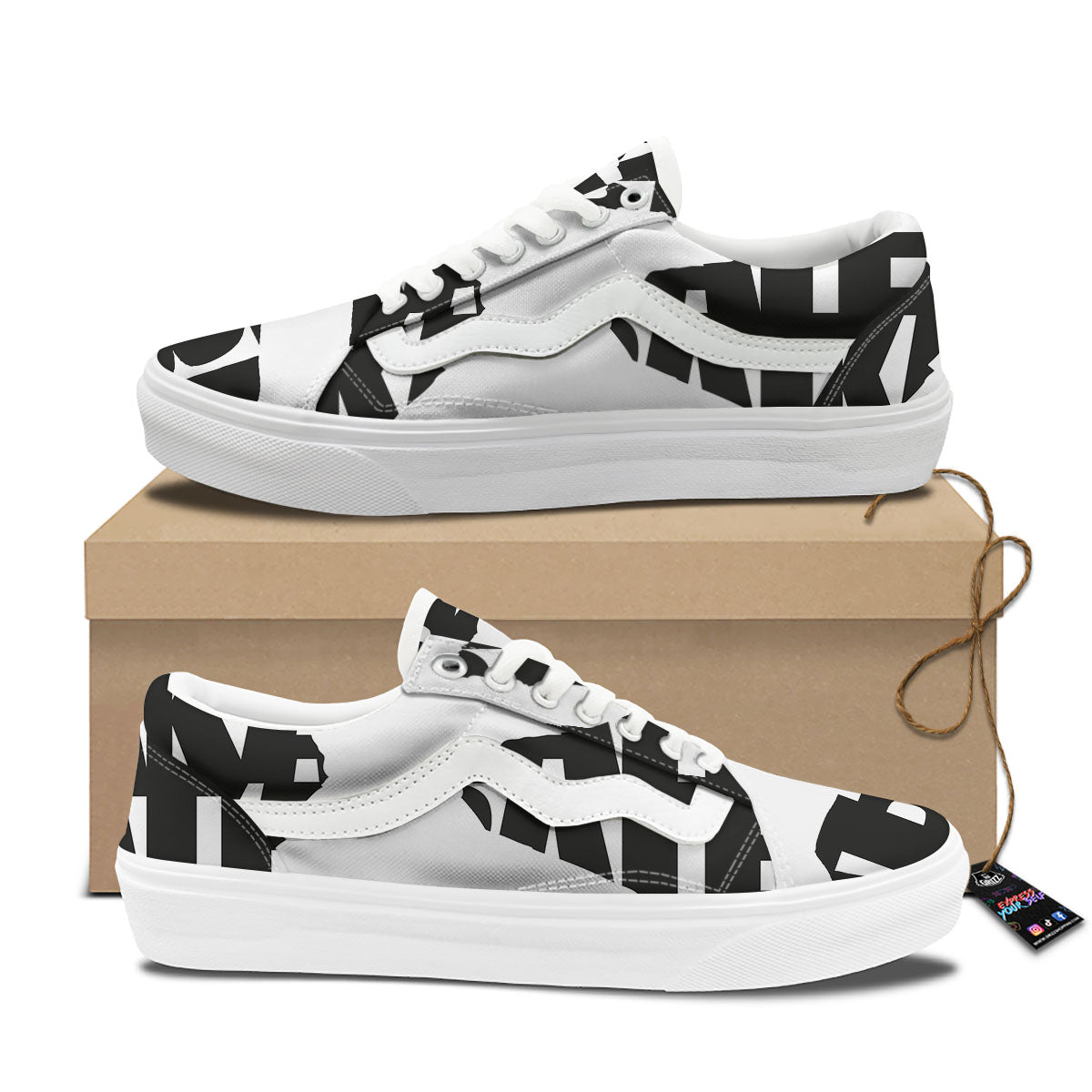 Text Karate Print Skate Shoes-grizzshop