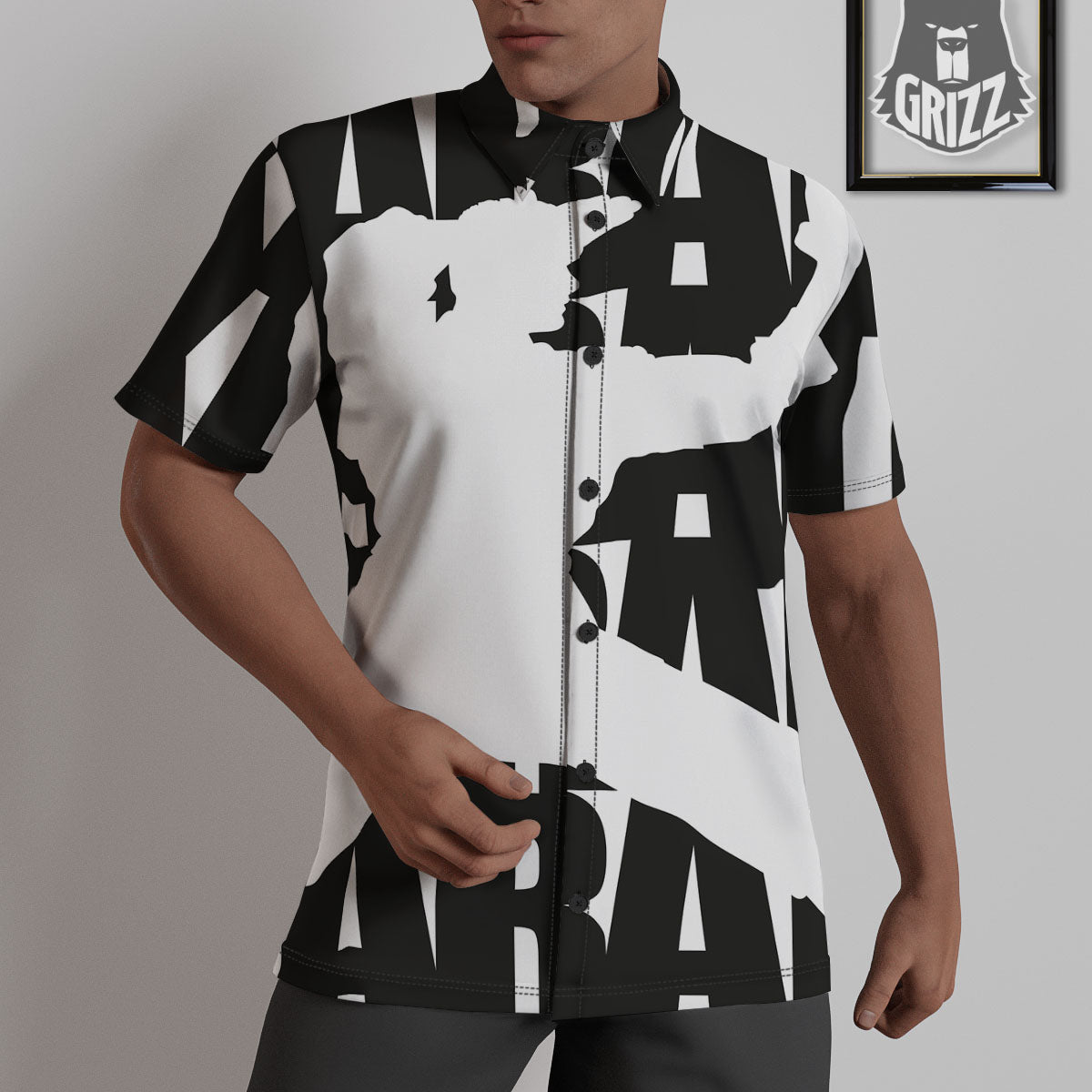 Text Karate Print Untucked Shirts-grizzshop