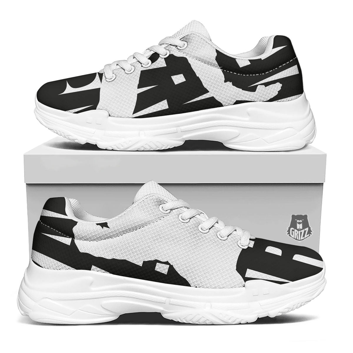 Text Karate Print White Chunky Shoes-grizzshop