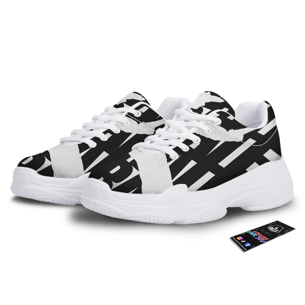 Text Karate Print White Chunky Shoes-grizzshop