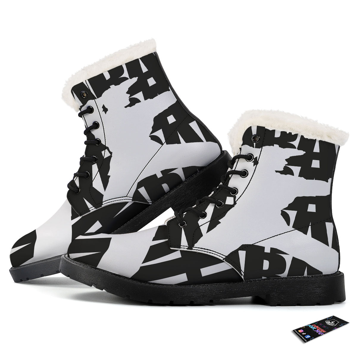 Text Karate Print Winter Boots-grizzshop