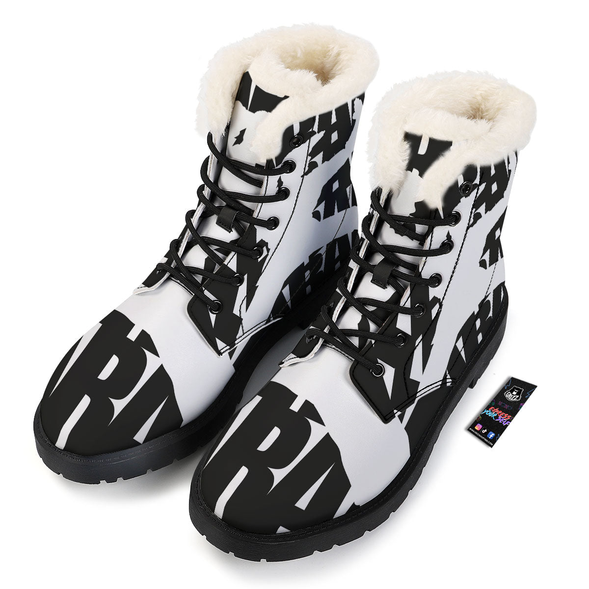 Text Karate Print Winter Boots-grizzshop