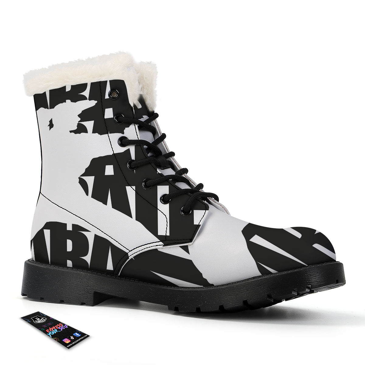 Text Karate Print Winter Boots-grizzshop