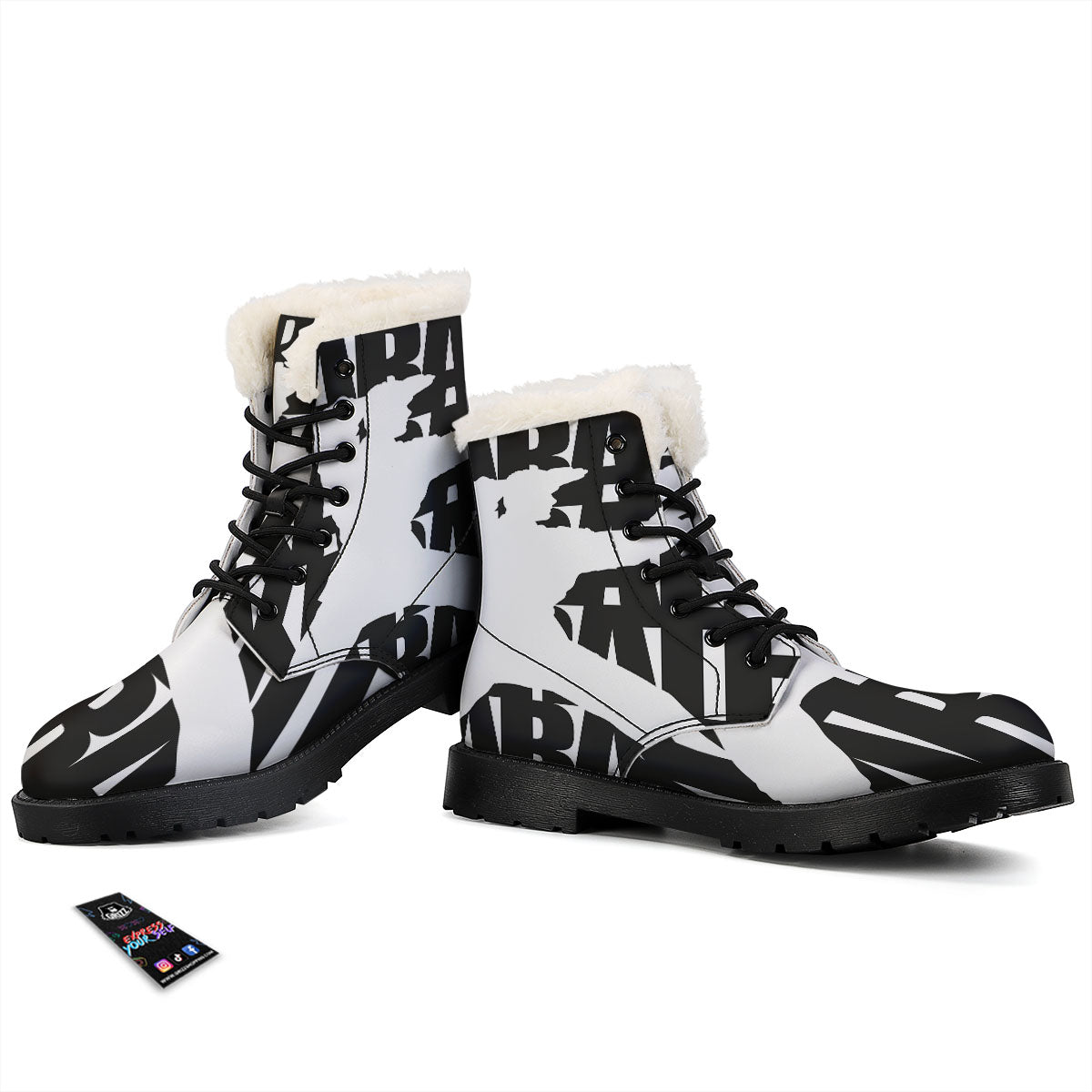 Text Karate Print Winter Boots-grizzshop