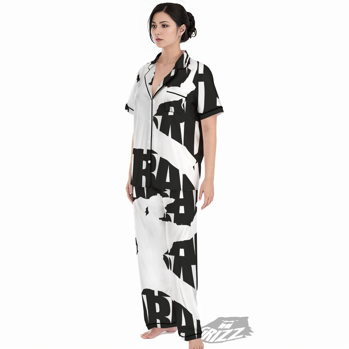 Text Karate Print Women's Pajamas Set-grizzshop
