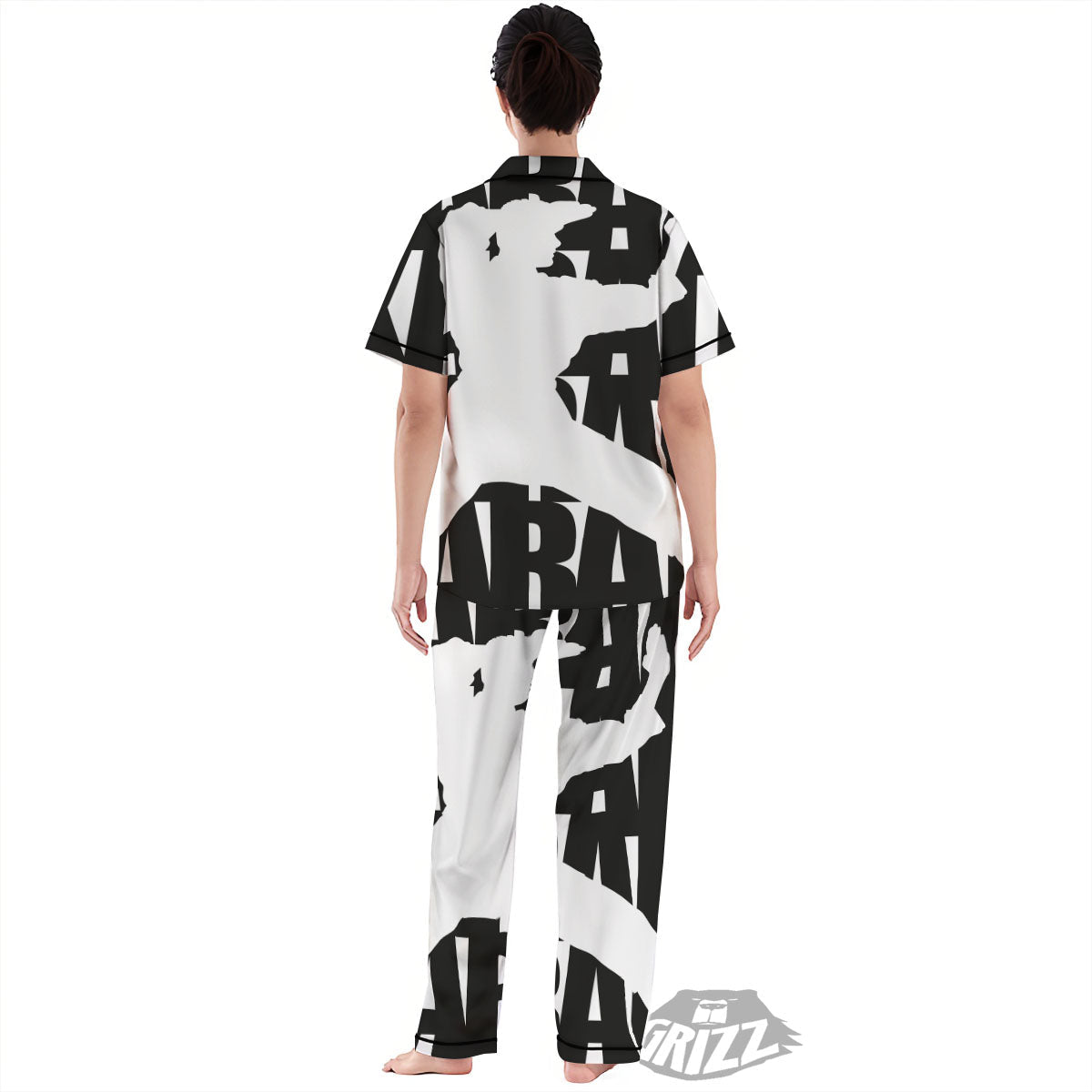 Text Karate Print Women's Pajamas Set-grizzshop