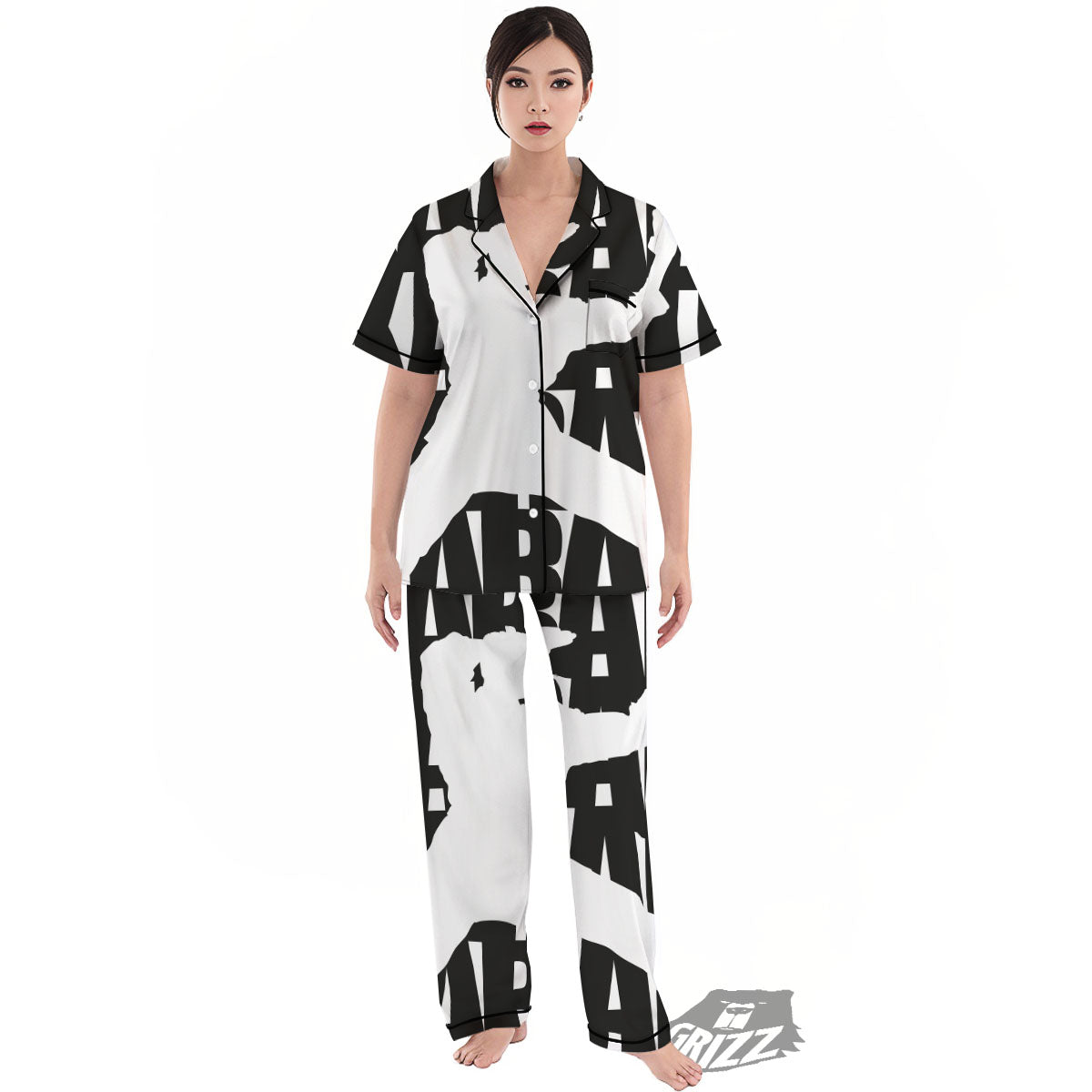 Text Karate Print Women's Pajamas Set-grizzshop