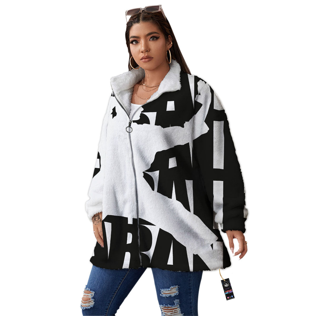 Text Karate Print Women's Sherpa Jacket-grizzshop