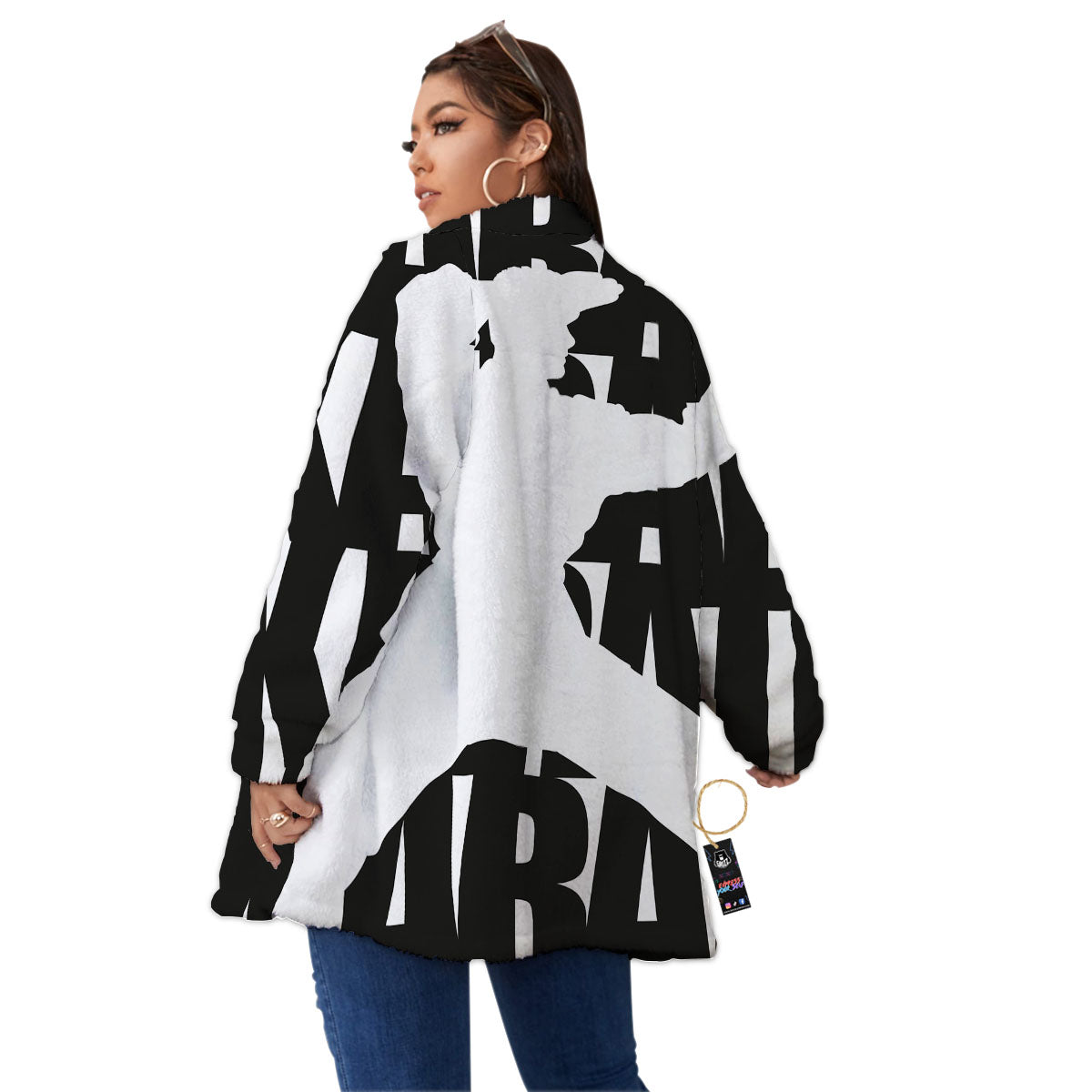 Text Karate Print Women's Sherpa Jacket-grizzshop