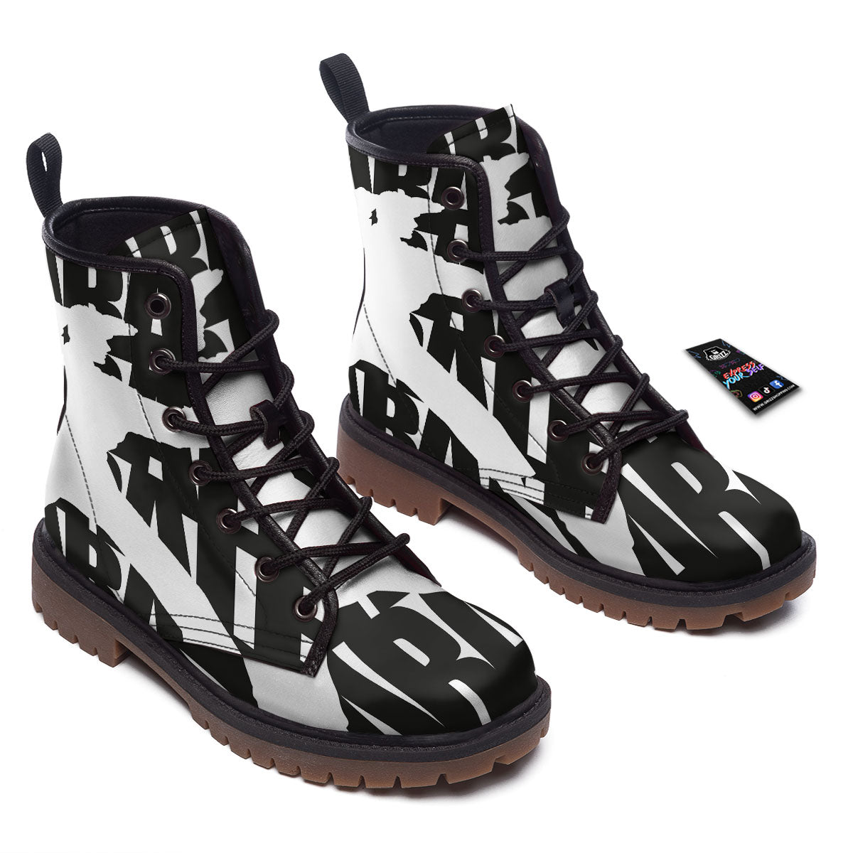 Text Karate Print Work Boots-grizzshop