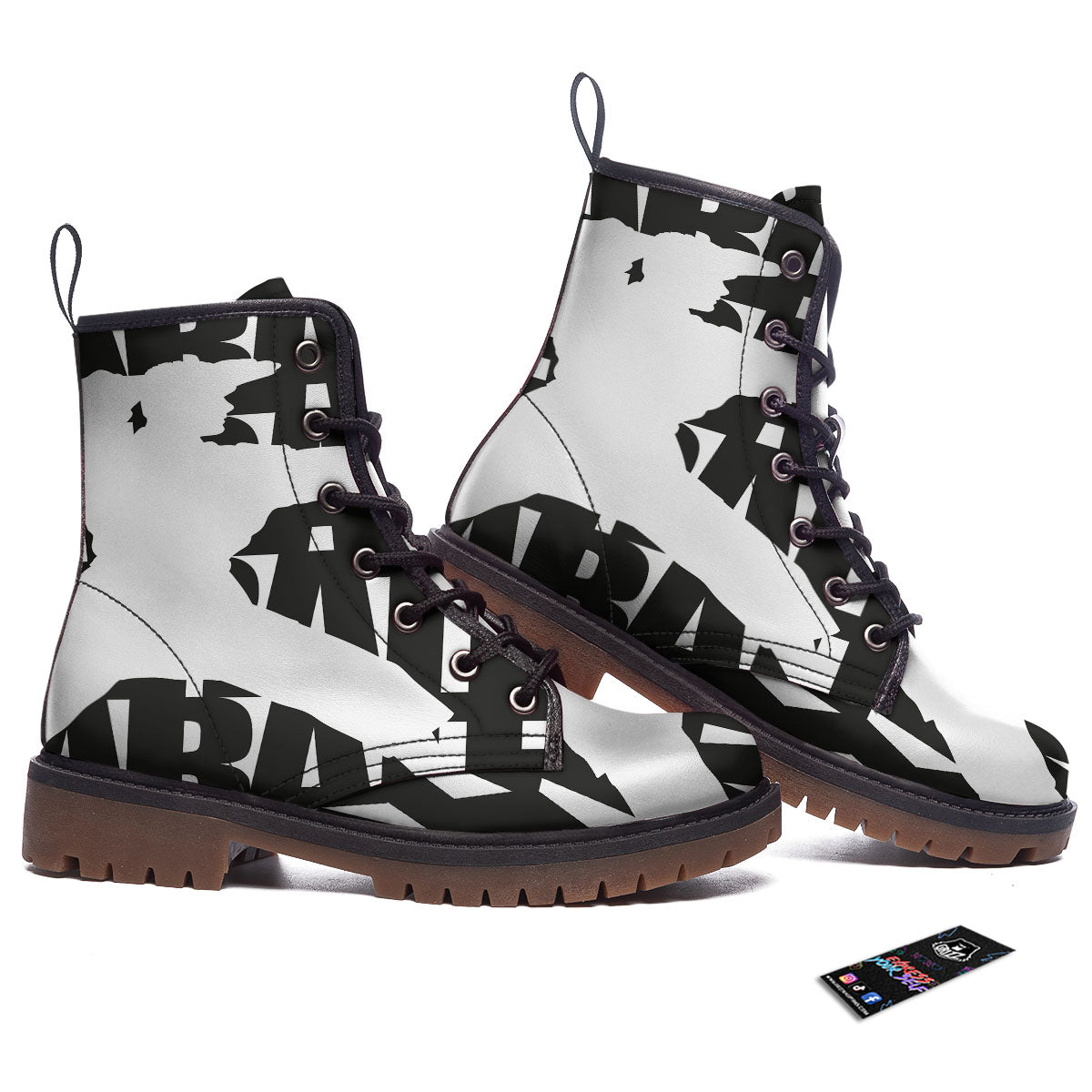 Text Karate Print Work Boots-grizzshop