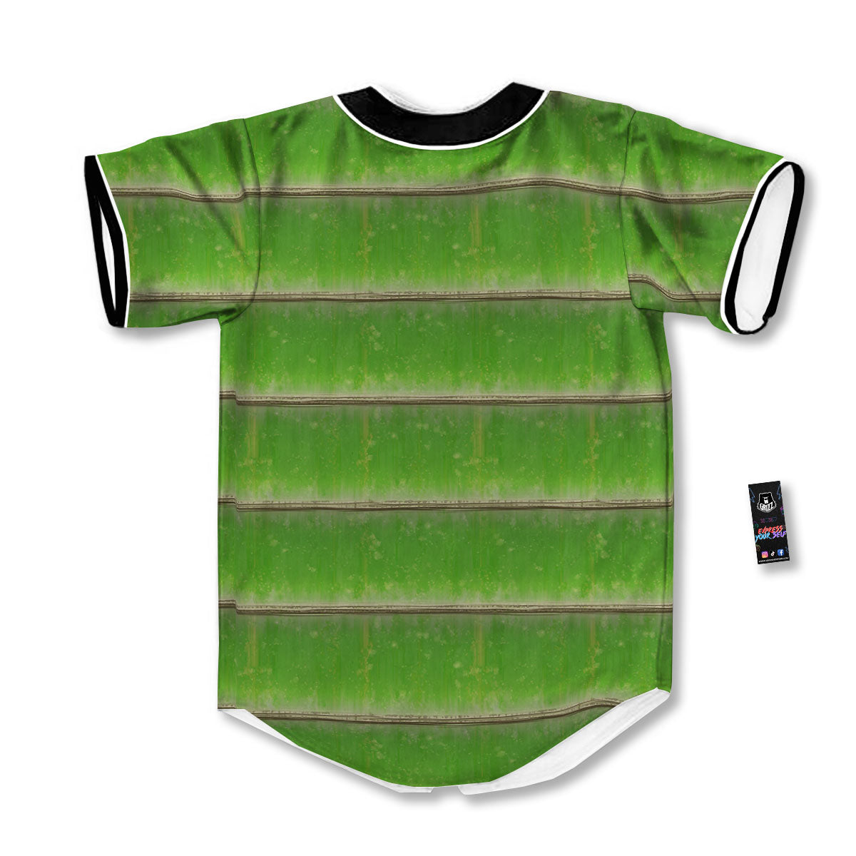 Texture Bamboo Green Print Baseball Jersey-grizzshop