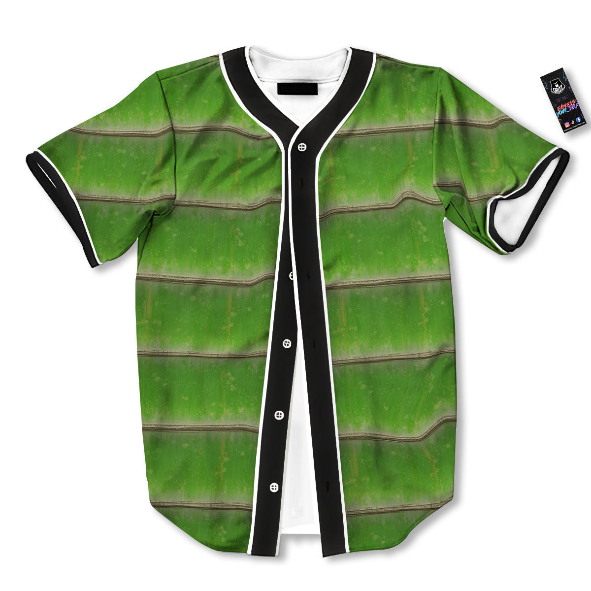 Texture Bamboo Green Print Baseball Jersey-grizzshop
