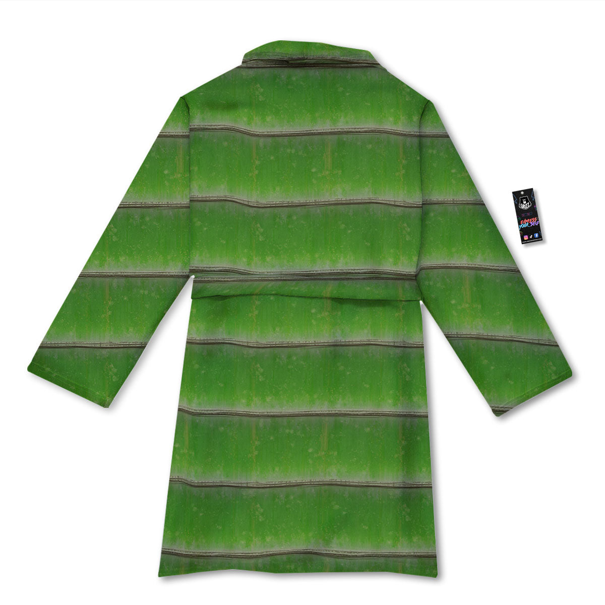 Texture Bamboo Green Print Bathrobe-grizzshop
