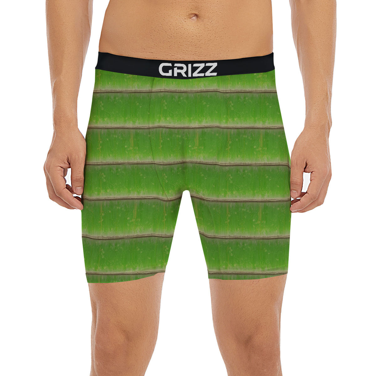 Texture Bamboo Green Print Boxer Briefs-grizzshop