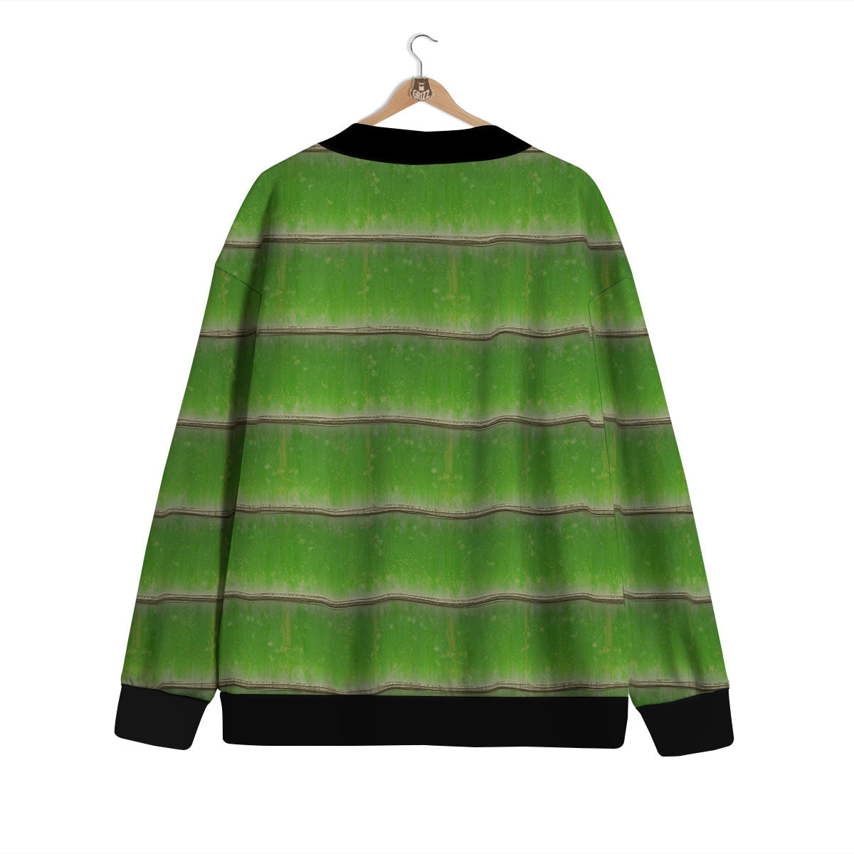 Texture Bamboo Green Print Cardigan-grizzshop