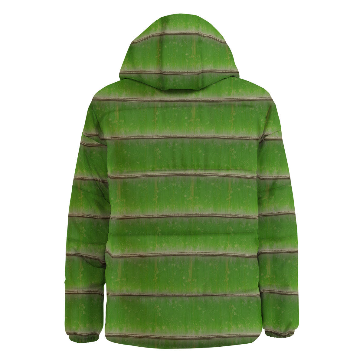 Texture Bamboo Green Print Down Jacket-grizzshop