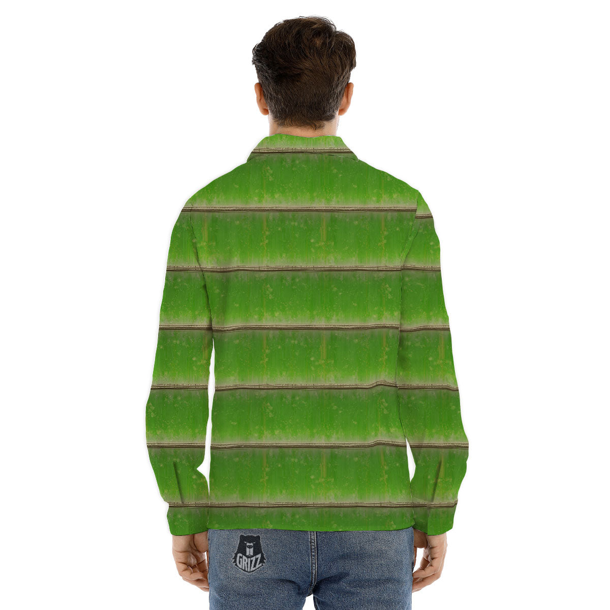 Texture Bamboo Green Print Men's Dress Shirts-grizzshop