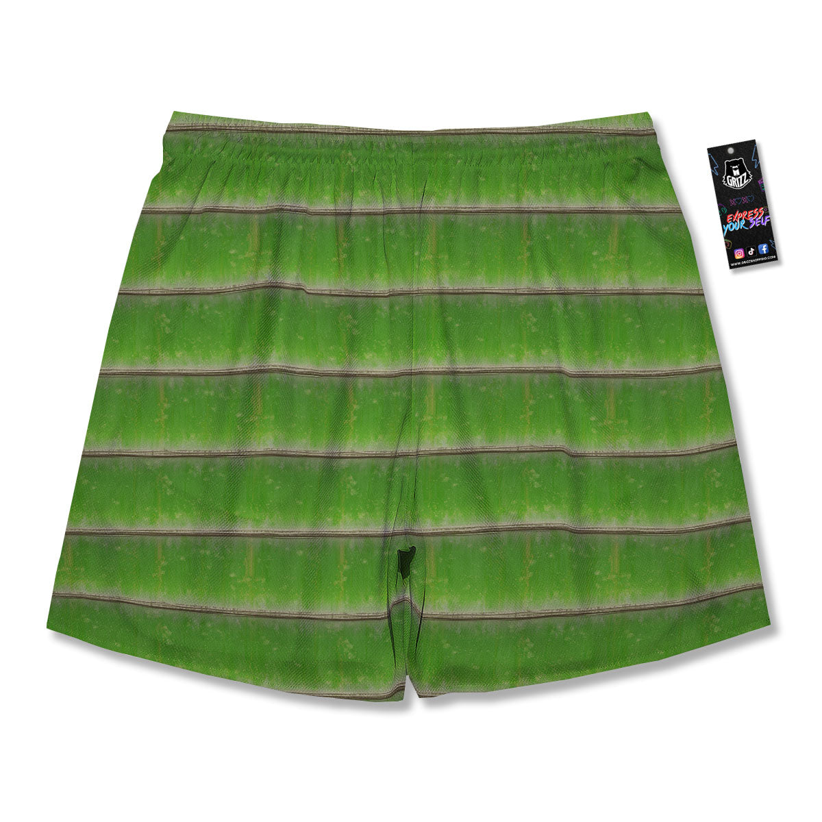 Texture Bamboo Green Print Men's Running Shorts-grizzshop