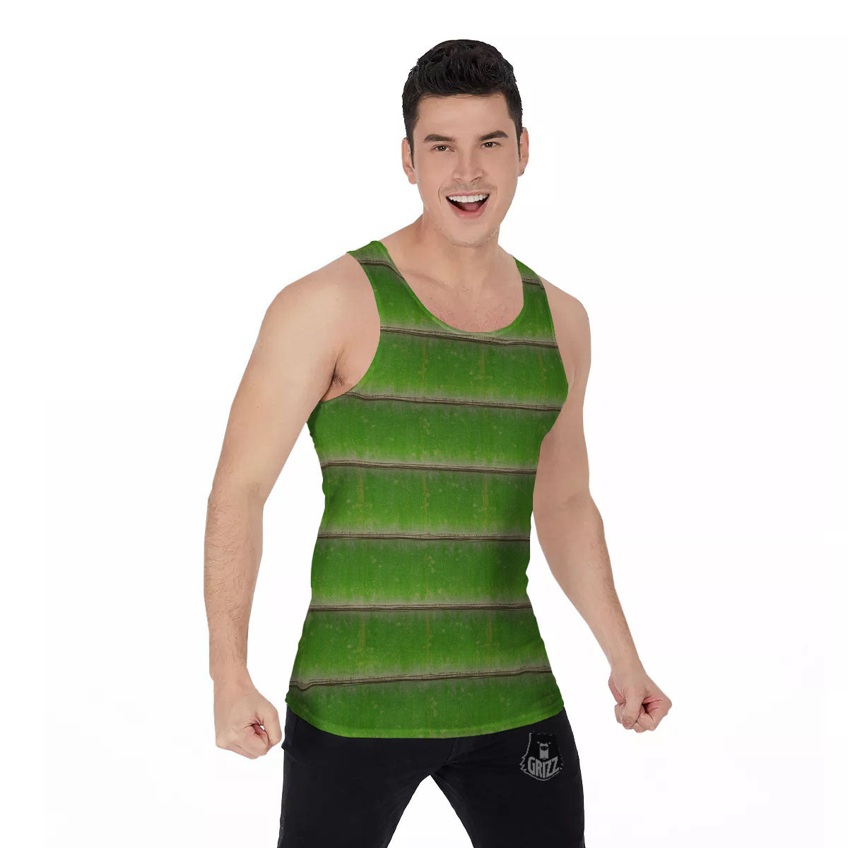 Texture Bamboo Green Print Men's Tank Top-grizzshop